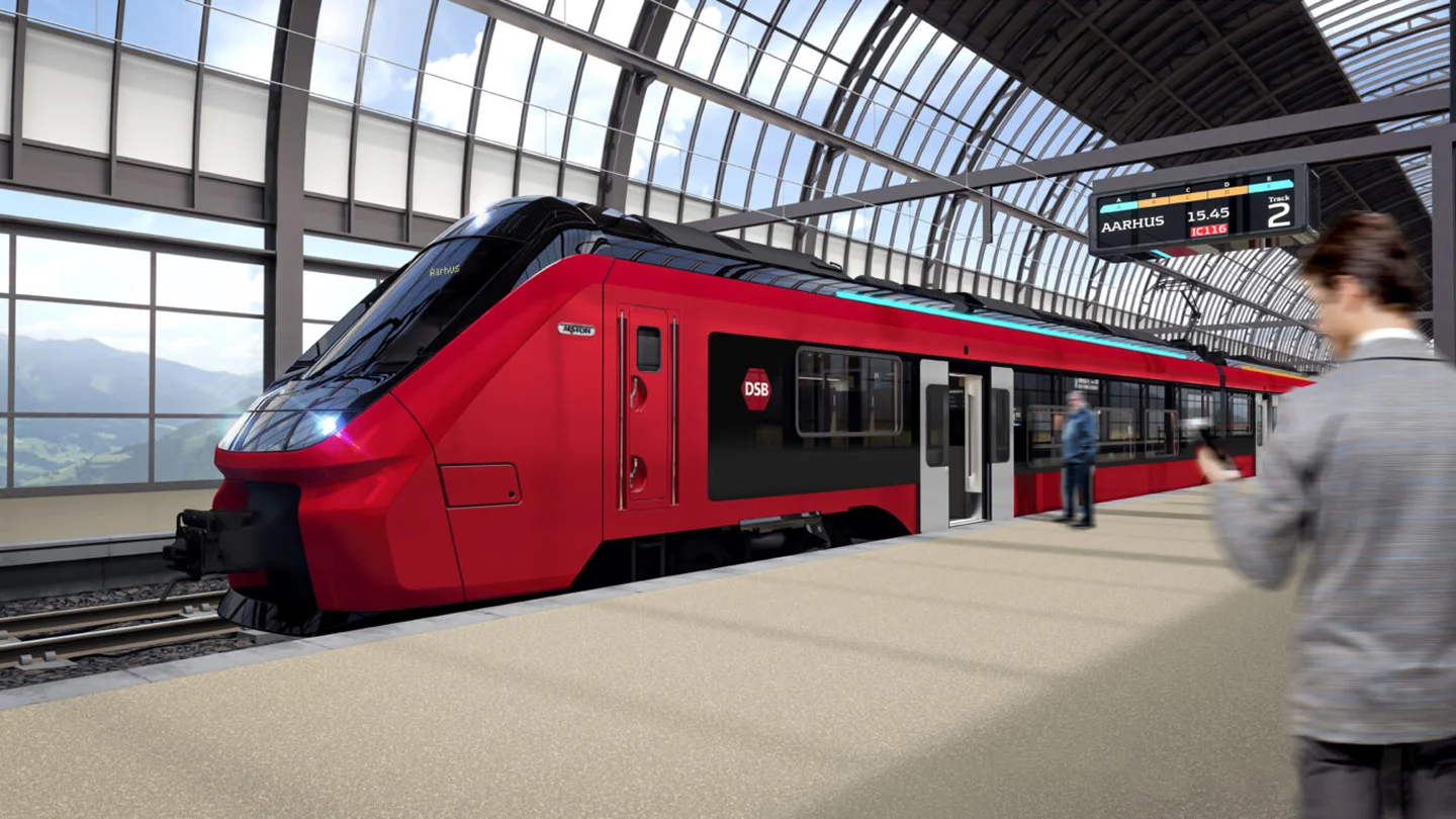 DSB train across the Danish landscape